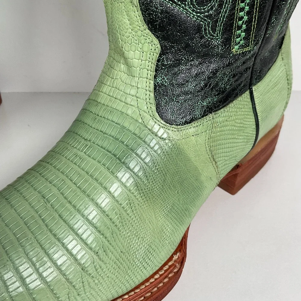 Los Altos Teju Lizard Cowboy Boots | Lime Green | Men’s 10.5 EE - Picture 9 of 16